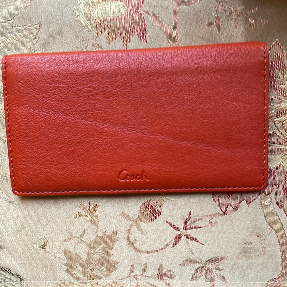 Coach leather check book cover